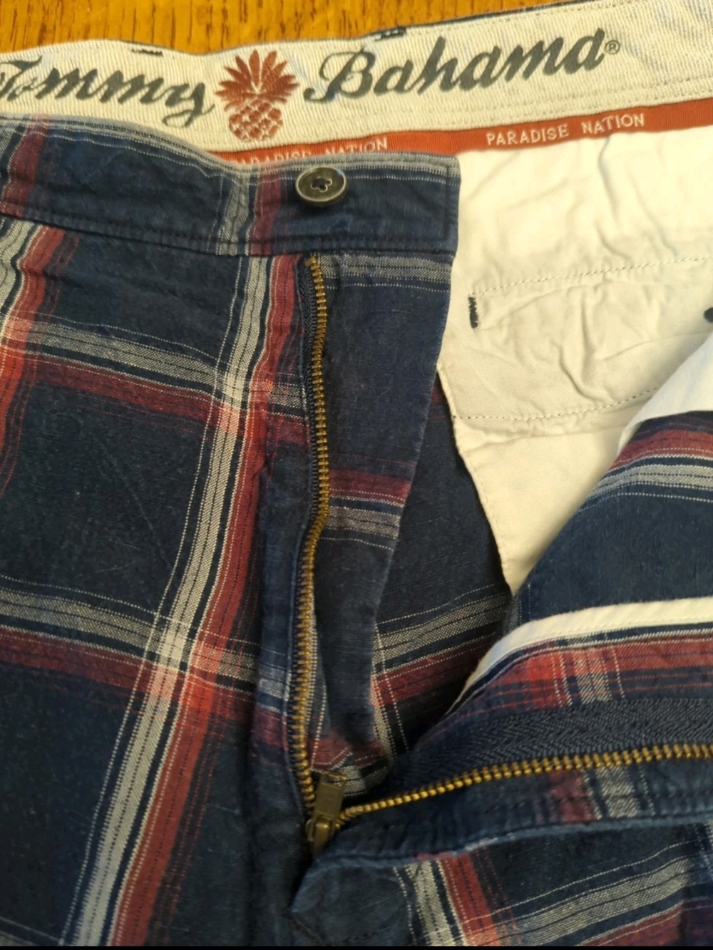 Tommy Bahama Linen/Cotton Shorts  Blue, Red White Plaid- Paradise Nation Size 34 - Picture 4 of 10